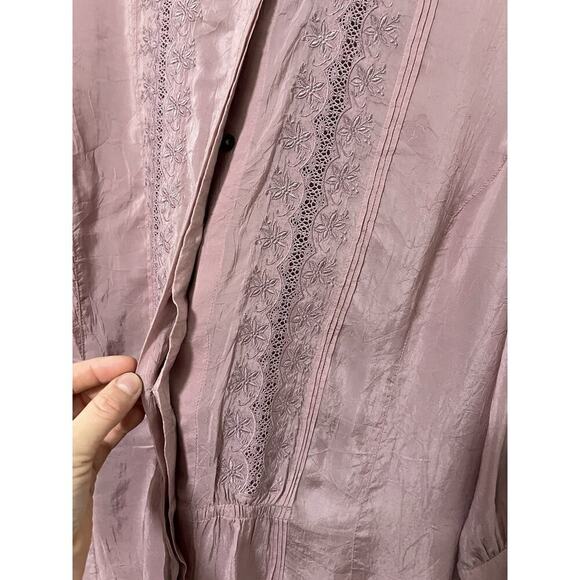 J Jill Victorian Style Old Rose Lace Button Blouse Size 3X Rose Pink Feminine - Picture 5 of 10